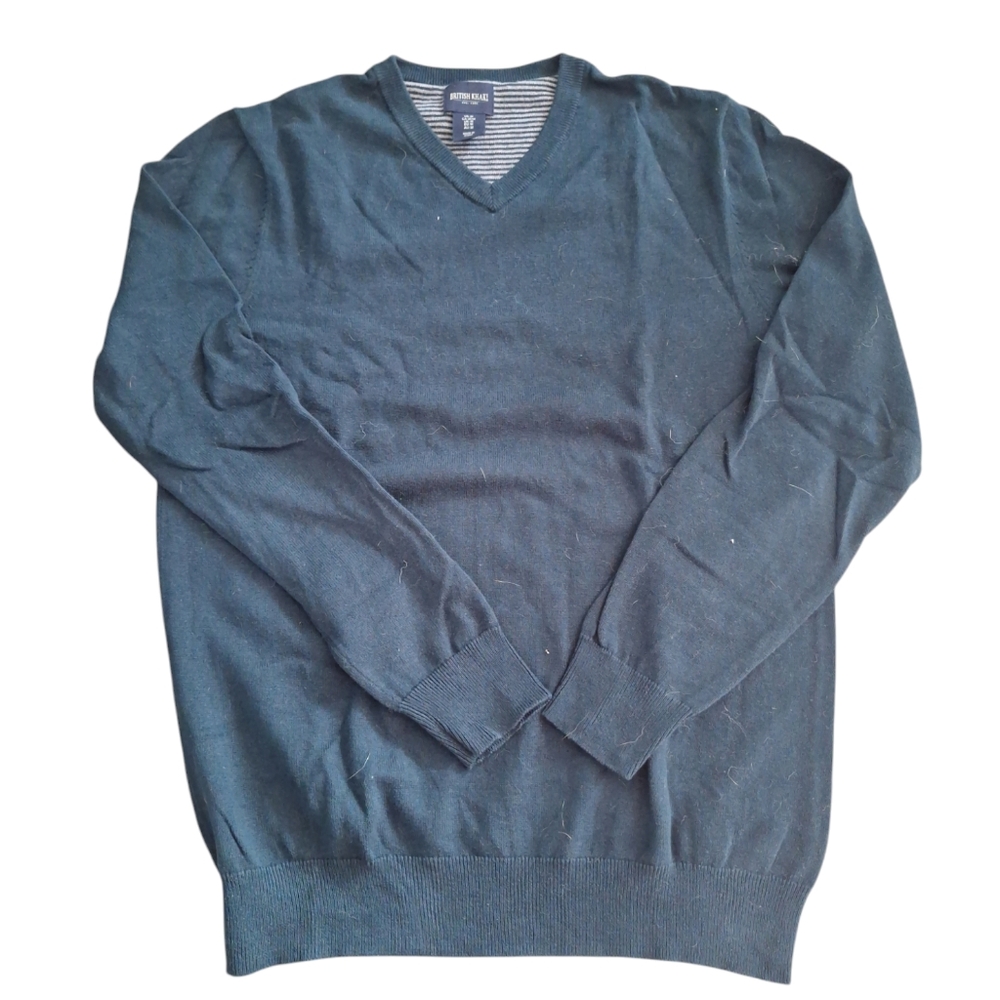 British Khaki V-Neck Pullover Sweater M